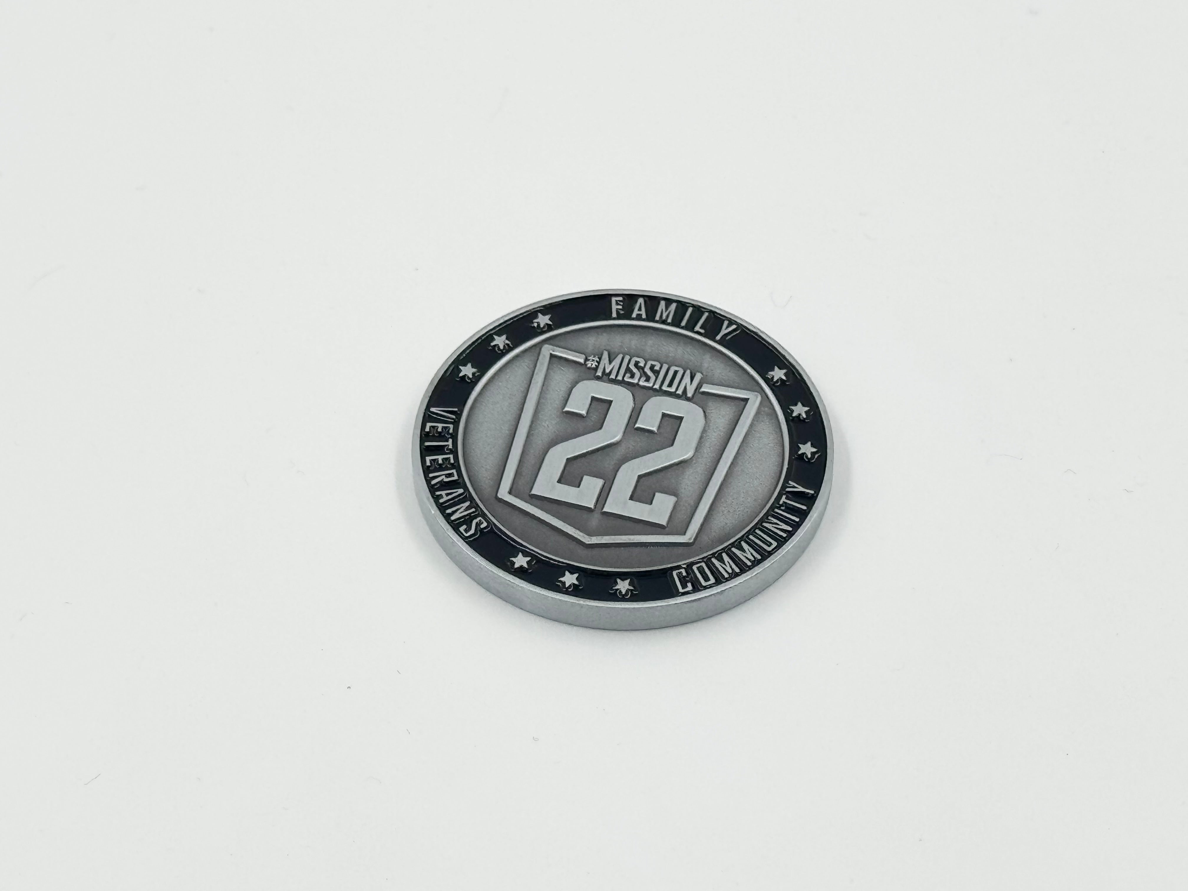 Mission 22 Challenge Coin - Antique Silver